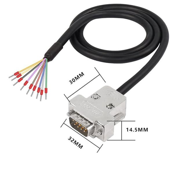 DB9 han-adapterkabel - 1M - Forstærket PVC - RS232 - Industri og automation - 22AWG blank ledning