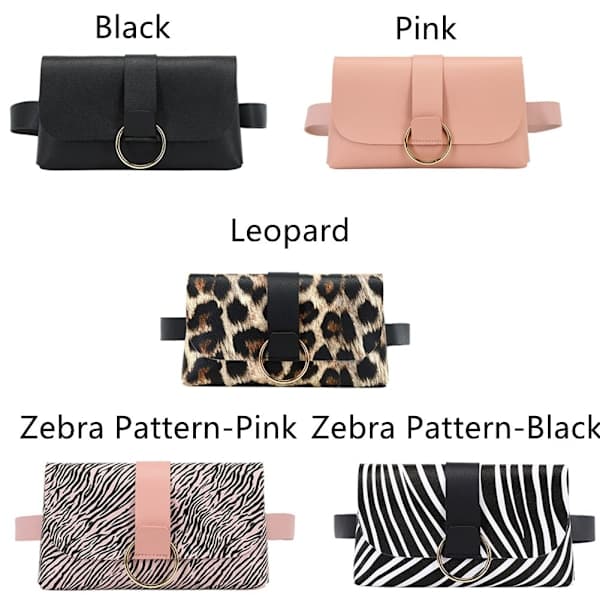 Dame Bæltetaske Tab Læder Fanny Pack ZEBRA MØNSTER-SORT - høj kvalitet Zebra Mønster-Sort Zebra Pattern-Black