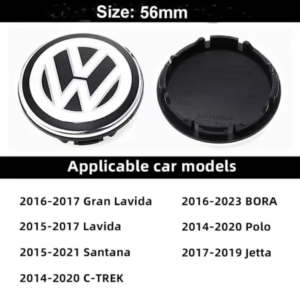 4-pack Volkswagen Navkapslar - Hjulnavemblem 56mm Silver Silver
