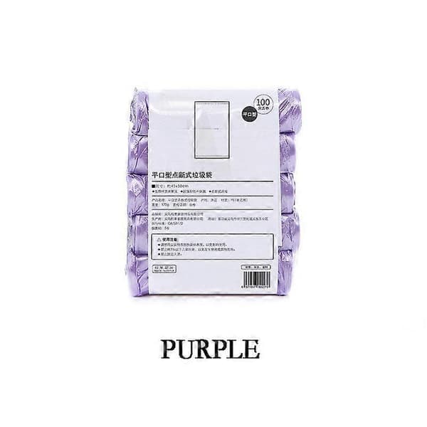 5 Rullar 1 Förpackning 100st Hushålls Engångs Soppåsar Köksförvaring Skräppåsar Rengöring Avfallspåse Plastpåse Purple 45x50cm