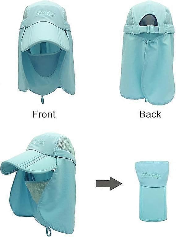 Nacke Ansikte Flik Utomhuskeps UV-skydd Solhattar Fiskehatt Snabbtorkande Sky Blue