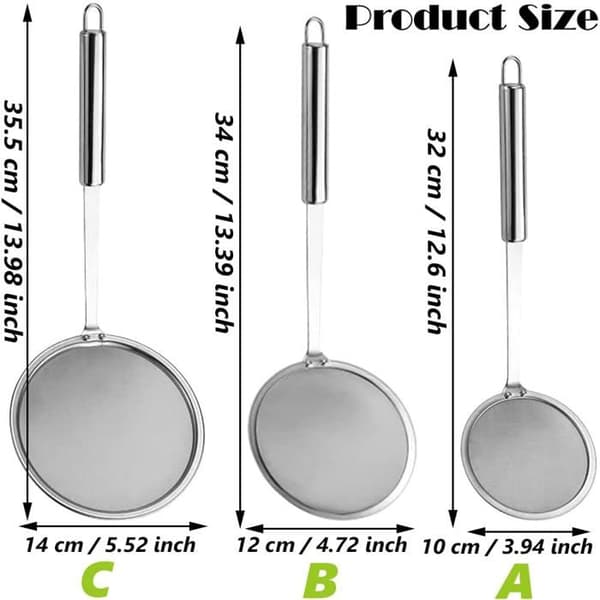 Hulske - 1 Styk - Rustfrit Stål - Hurtig Filtrering - Stegning og Bagning - 12cm