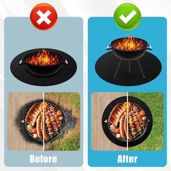 Golvskyddsplatta under kaminen, 7 mm hård silikon, tål 1800℃, gnist- och sottskydd, 76,2 cm x 76,2 cm