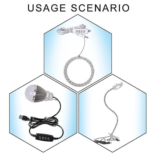 Vit DC 5V LED Dimmer USB-port Strömförsörjning