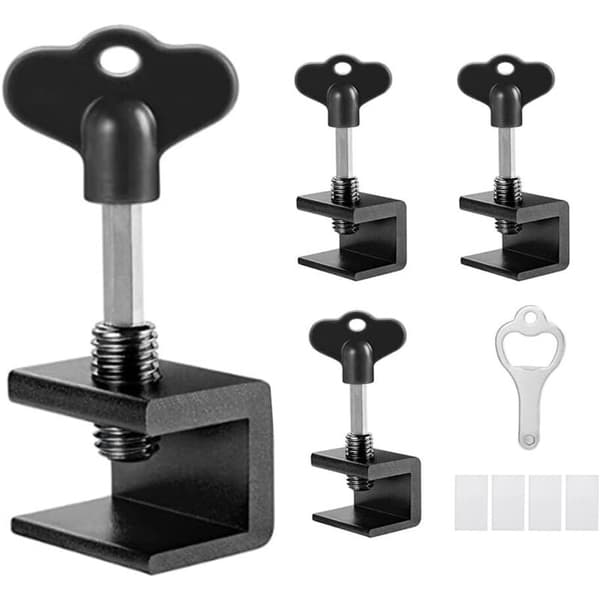 4-delt skyvevinduslåssett, skyvevinduslås, aluminium skyvevindusstopper, justerbar skyvedørstopper