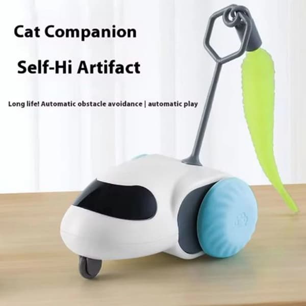 Interaktiv smart legetøjsbil til katte, sjov elektrisk katte-drillepind og en legetøjsmus til hunde. Blue