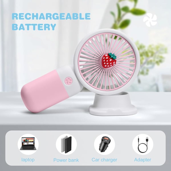 Kannettava mini USB -käsituuletin jäähdytykseen, tehokas, sopii retkeilyyn ja matkustamiseen Pink