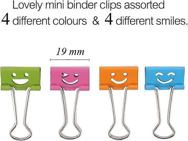 19 mm Mini Gemklämmor Smiley Pappersklämmor Blandade Färger, 40-pack