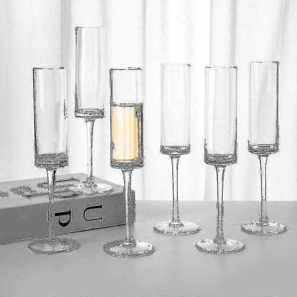 Set med 6 Kristallchampagneglas Champagneglas Champagneglas