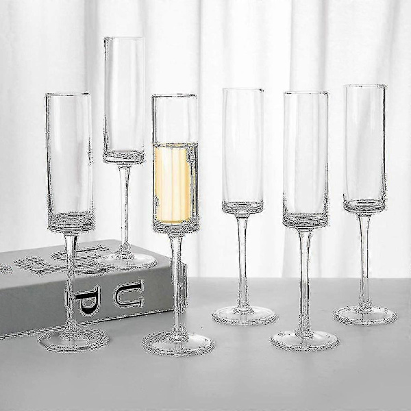 Sett med 6 krystall champagneglass