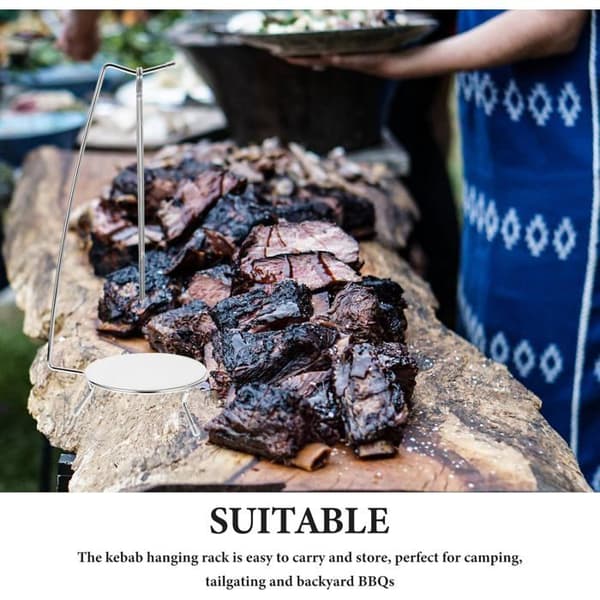 Kebabstativ - 2 spyd - Rustfrit stål - Stabil ophængning - Camping Have Kebab - 36x12,8x12,8cm