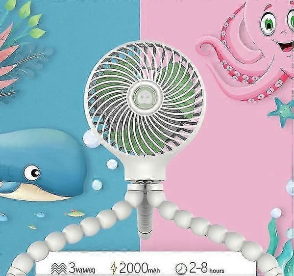 Bærbar Mini Klapvognsventilator Genopladelig Kølende Blæksprutte Design Håndholdt Ventilator white