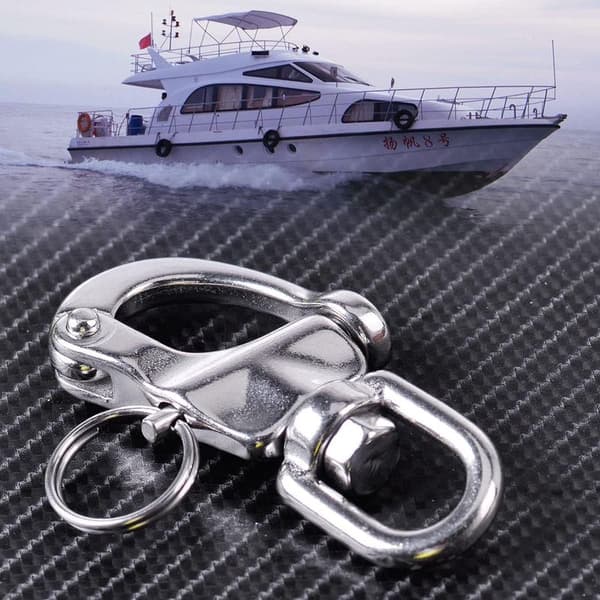 Svängbar karbinhake, 2 st schackel i rostfritt stål, snabbkoppling, kraftig karbinhake, D-klämma för marin yachtsegling