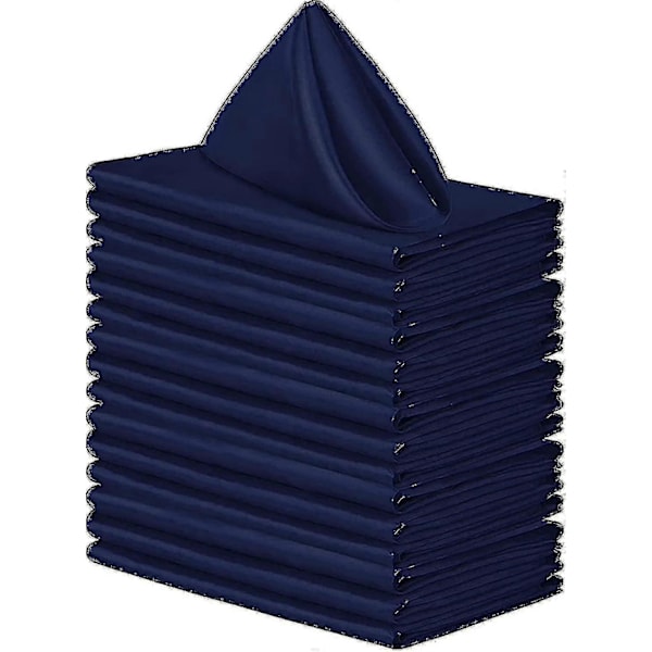 12 st Tygnapkiner, Tum Satin Bordsnapkiner, Återanvändbara Napkiner i Tyg för Bröllop-jie Navy blue 43*43cm