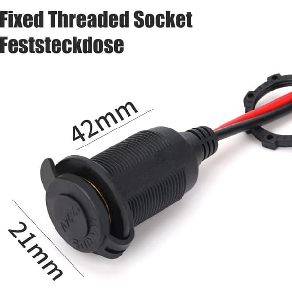 Højeffektive cigarettænderstik, fast DC-stik, vandtæt, marinekvalitet, til både, motorcykler og biler. 2,5 mm² kabel