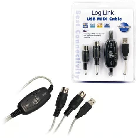 USB-kabel MIDI-interfaceadapter ind/ud tastatur/PC-lydforlængelse