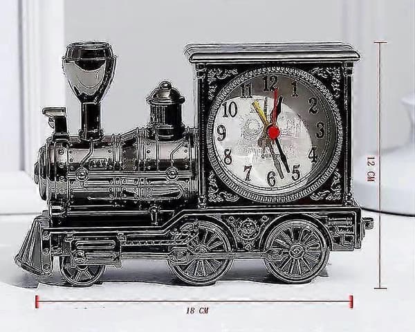 Retro Vækkeur Tog Ur Ornamenter Kreative Bordpynt Silver