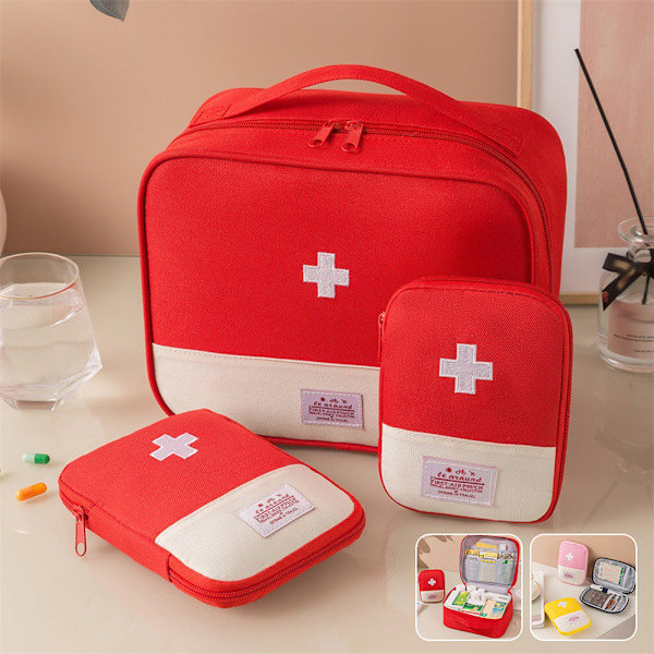 Mini Bärbar Medicinväska Mini Tom Medicinväska Multifunktionell Utomhusväska Red Extra Large