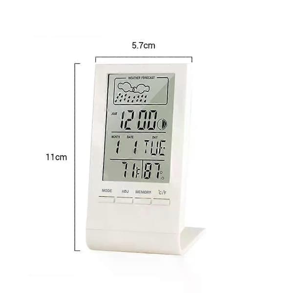 Multifunktionell kalender Temperatur Digital Väckarklocka Elektronisk Kalender Termometer Hygrometer Bordsklocka med Tid White