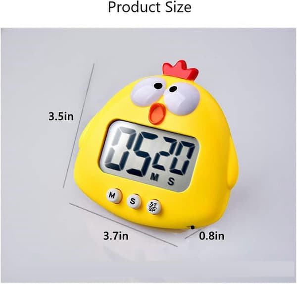 Kökstimer, Söt Tecknad Djur Nedräkningstimer, Digital Matlagningstimer med Magnet, LCD Storbildsskärm Visuell Klocka, Hängbar Väckarklocka med Ställ
