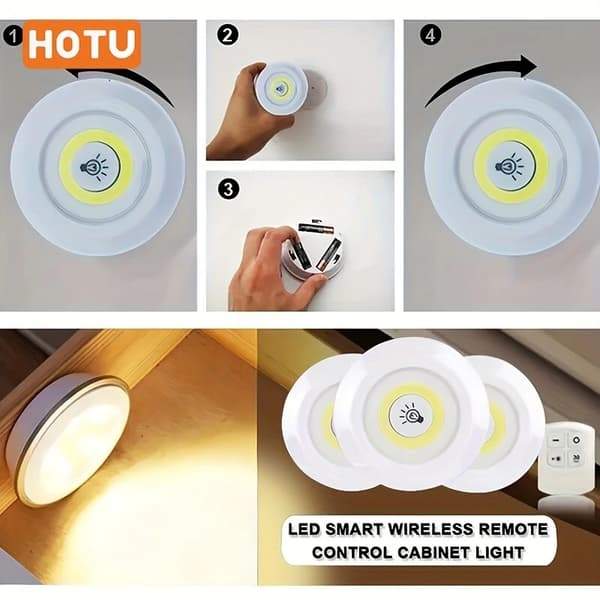 Underskapsbelysning: 6-pakning trådløse LED-spotlights med fjernkontroll (batterier ikke inkludert)