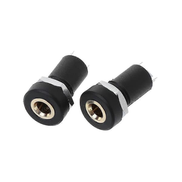 2x 3,5 mm Jack Stik 3 Polet Sort Stereo Lodde Panelmontering Gylden Med Møtrikker