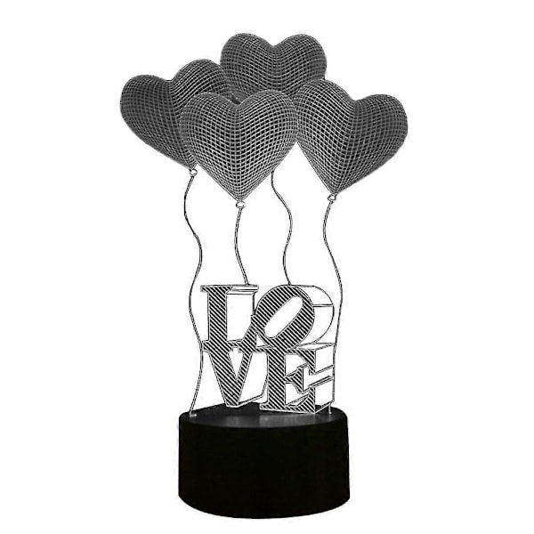 3D Illusion Kärlek Hjärta Form LED Nattlampa Färgrik Par Rum Bordslampa YGWL