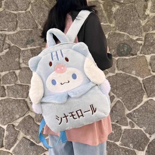 Ny Sanrio Cartoon Söt Plysch Ryggsäck Cinnamoroll Kuromi Flicka Hjärta Stor Kapacitet My Melody Axelväska Barn Julgåva Cinnamoroll B