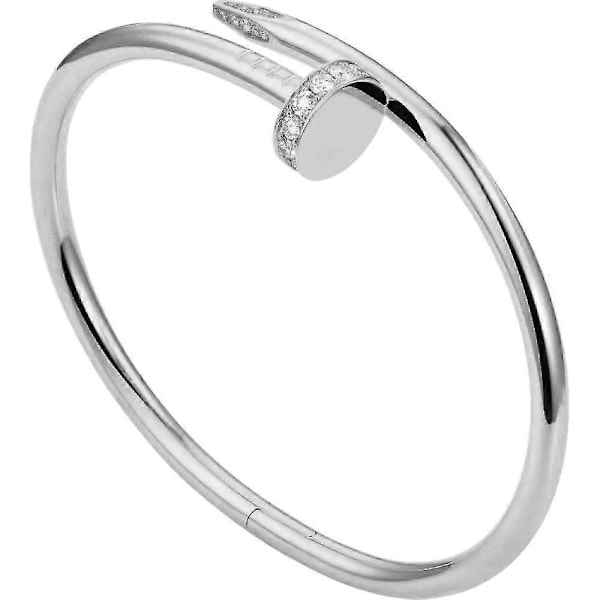 Armbånd med spikerhode i rustfritt stål, hode og hale med diamanter Silbrig