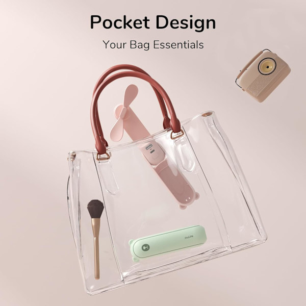 3-in-1 pieni kädessä pidettävä tuuletin, kannettava USB-ladattava pieni taskutuuletin varavirtalähteellä, taskulampputoiminto naisille, matkustaminen, pinkki