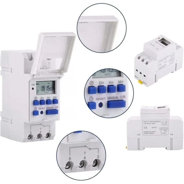 Programmerbar ugentlig timer-kontakt, relækontakt, med LCD-skærm, 16 tænd- og 8 sluk-timer, AC/DC 12V