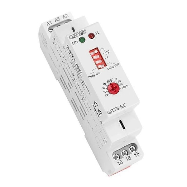 GRT8-EC 10A Dobbeltfunksjonsrelé med forsinkelse ved innkobling eller utkobling AC230V Tidsrelé