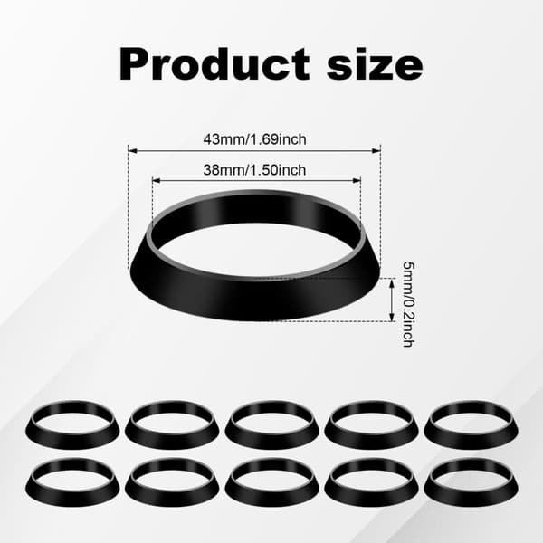 10 stk. konisk tætning, afløbsrørstætning koniske tætningsskiver til 1 1/2 tommer afløbsrør vask lugtfælde indvendig diameter 38 mm udvendig diameter 43 mm