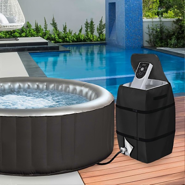 Boblebad Pumpe Deksel med Glidelåsåpning Vanntett Støvtett Spa Varmere Isolert Pumpe Deksel for Vinter Grey