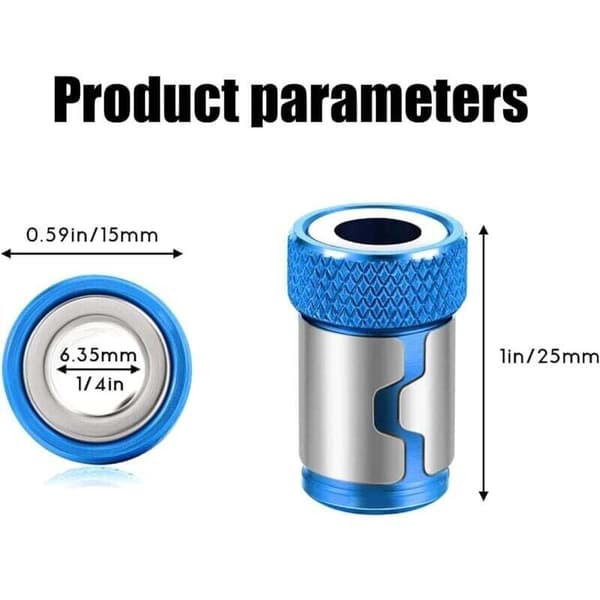 Magnetisk bitholder, 4-delt magnetisk ring, velegnet til dobbelthovedede skruetrækkerbits med forskellige diametre
