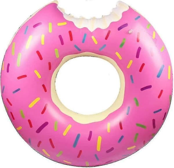 Donut Pool Float för barn och vuxna, uppblåsbara munkpoolringar rosa för sommaren