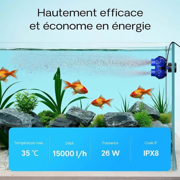 Dubbel cirkulationspump - 1 enhet - Polyepoxid - 15000 L/h - Sötvatten- och saltvattensakvarium - 26 W