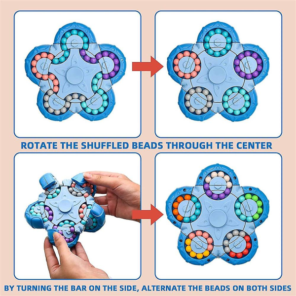 Magic bönor som roterar Rubiks kub-kreativa fingerkubpussel Blue