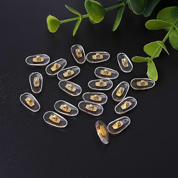 10 par/lot gyllene PVC-glasögon halkskydd aluminiumledare silver näskuddar