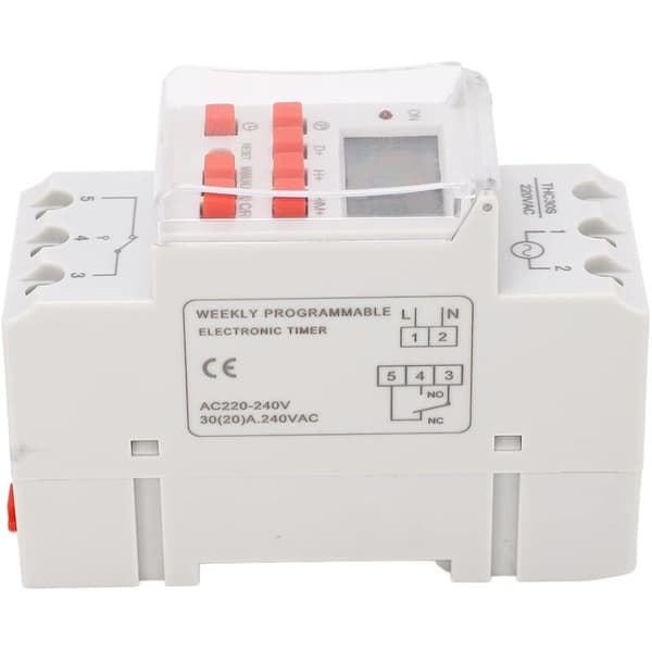Digital timer til 30A elvandvarmer, 220V, 1-sekunds timer, LCD-skærm, 35mm skinne montering