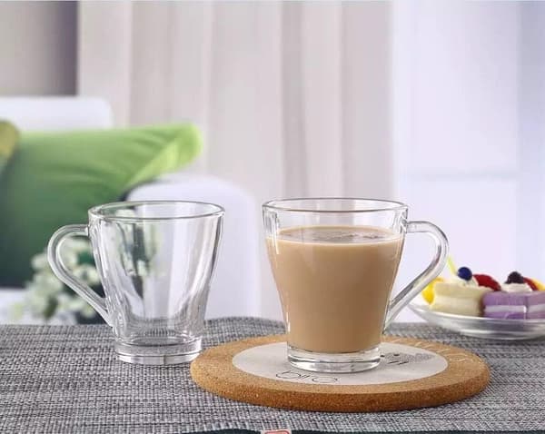 Set med 6 te- och kaffekoppar glas 260ml Diskmaskins-, fryssäker och mikrovågssäker
