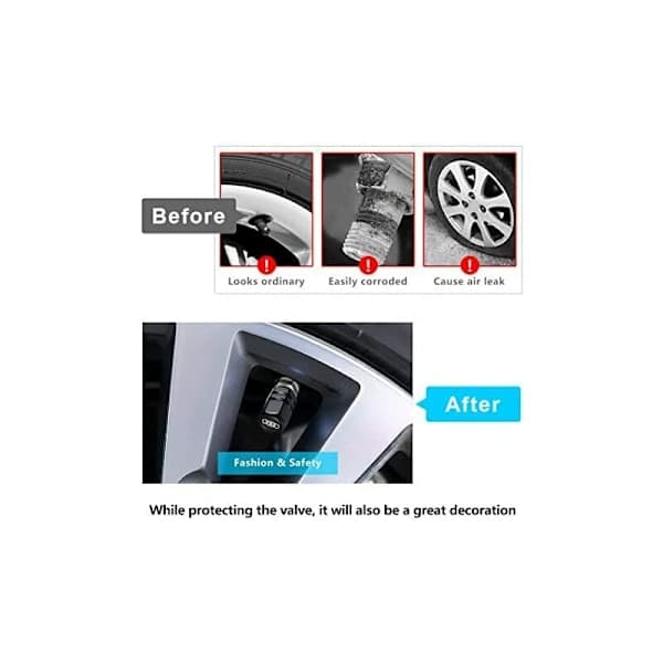 Bilventilhattar - Metalliska med logotyp kompatibel med Audi A1 A3 RS3 A4 A5 A6 A7 RS7 A8 Q3 Q5 Q7 R8