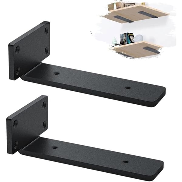 Set med 2 vägghyllkonsoler, industriella konsoler, kraftiga konsoler, 5 mm tjocka, vägghyllstöd (15 cm)