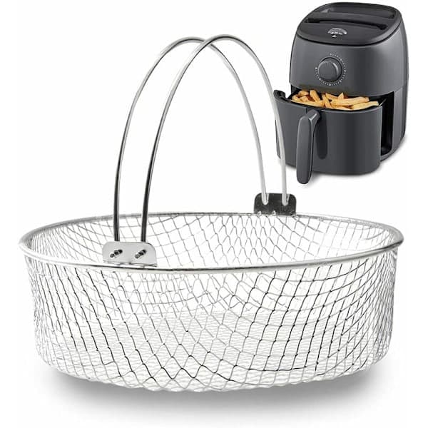 Airfryer kurv, dampkurv, 304 rustfrit stål kurv til airfryer, airfryer tilbehør 8 tommer kurv