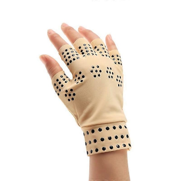 1 par Magnetiska Handskar Artrit Terapi Handskar För Artrit Ledvärk Behandling Fingerlösa Handskar Reumatoid Hand Smärtlindring Khaki