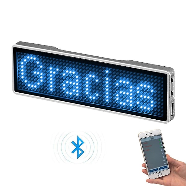 Bluetooth LED-skilt, Oppladbart digitalt LED-navneskilt for festkonferanse med DIY programmerbar rullende melding. red