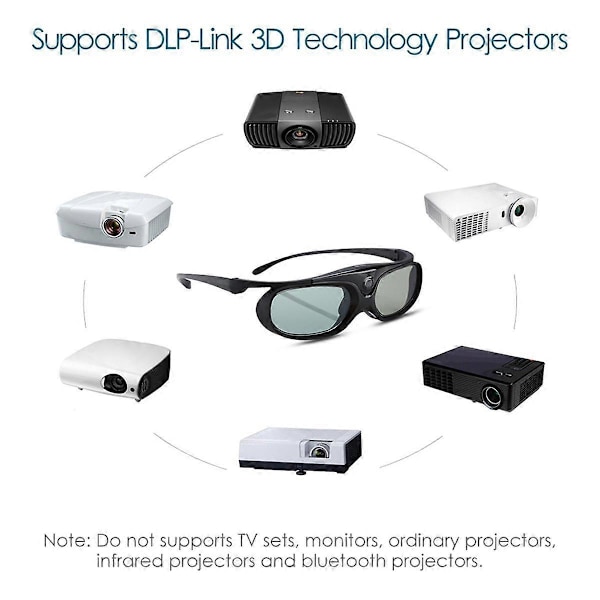 Aktive 3D-briller med lukker DLP-Link USB-lading for W1070 W700 for projektor 3D-briller Projektor D