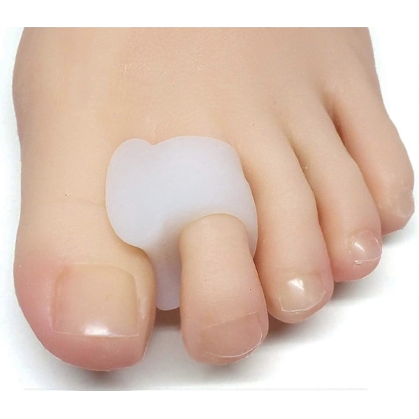 4-pack (Vit) Gel Tåseparerare för överlappande tår, Hallux valgus, Stortåjustering, Korrigerare och Distans