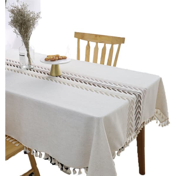 Vandtæt rektangulær dug, bomuldslinned, 140x180 cm, kvast, elegant rektangulær dug til køkkenbordsdekoration