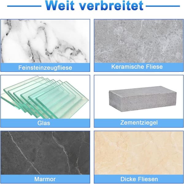 Sæt med 7 diamantborebits til fliser og glas [5, 6, 8, 10, 12, 14, 16 mm] med en 6 mm hårdmetalborebit til hårde fliser, keramik, porcelæn